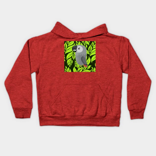 African Grey Parrot Kids Hoodie by Rans Society